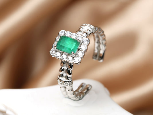 S925 Lab-Grown Emerald Ring