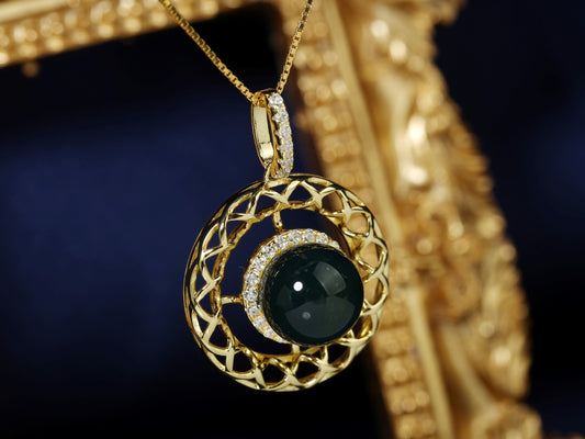 Lattice Halo Blue Amber Pendant