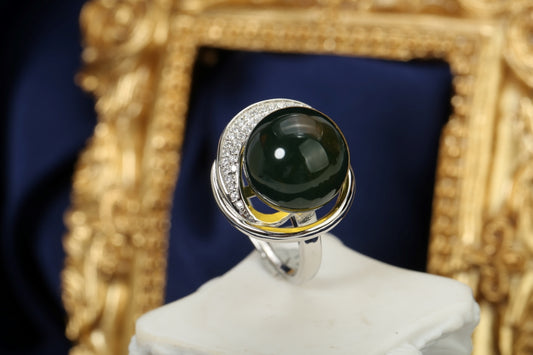 Celestial Ember Blue Amber Ring