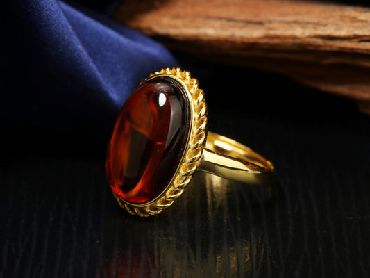 Cabochon Amber Ring