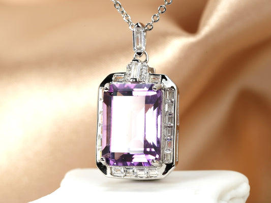 Emerald Cut Amethyst Pendant