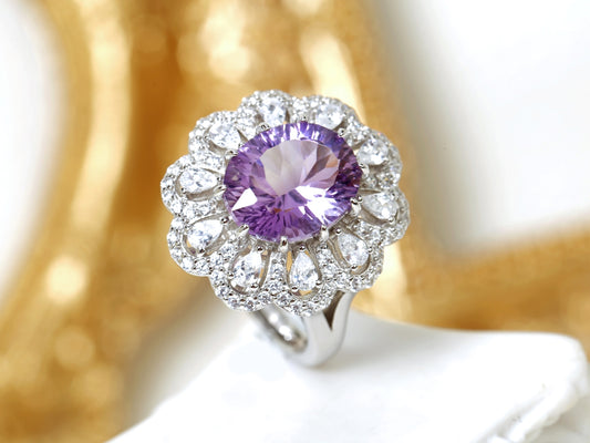 Amethyst Flower Ring