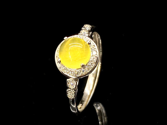 s925 Round Prehnite Halo Ring