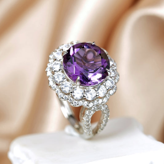 Royal Halo Amethyst Ring
