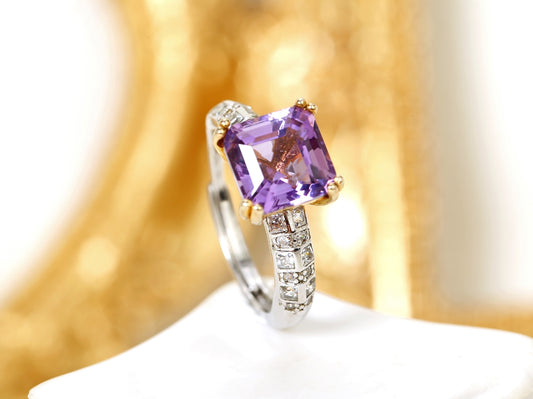 Princess Cut Amethyst Ring