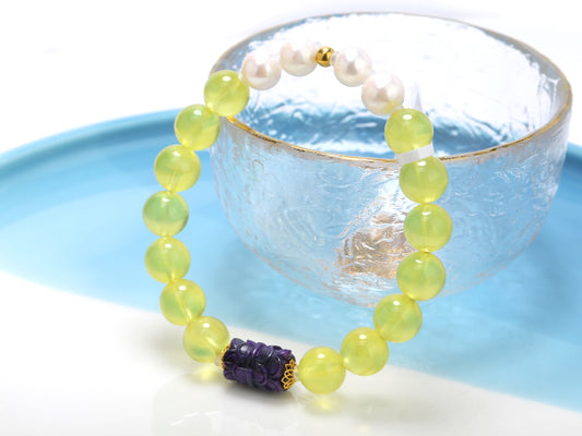 Soul Tranquil · Golden Prehnite & Sugilite Bracelet