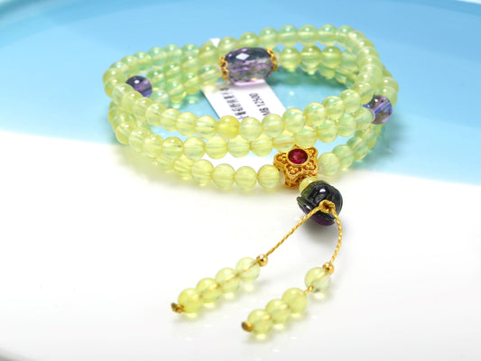 Infinite Bloom · Golden Prehnite Wrap Bracelet/Necklace